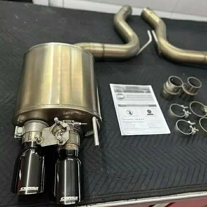 2018-22 Mustang CORSA axle back w\/ active exhaust. Black chrome